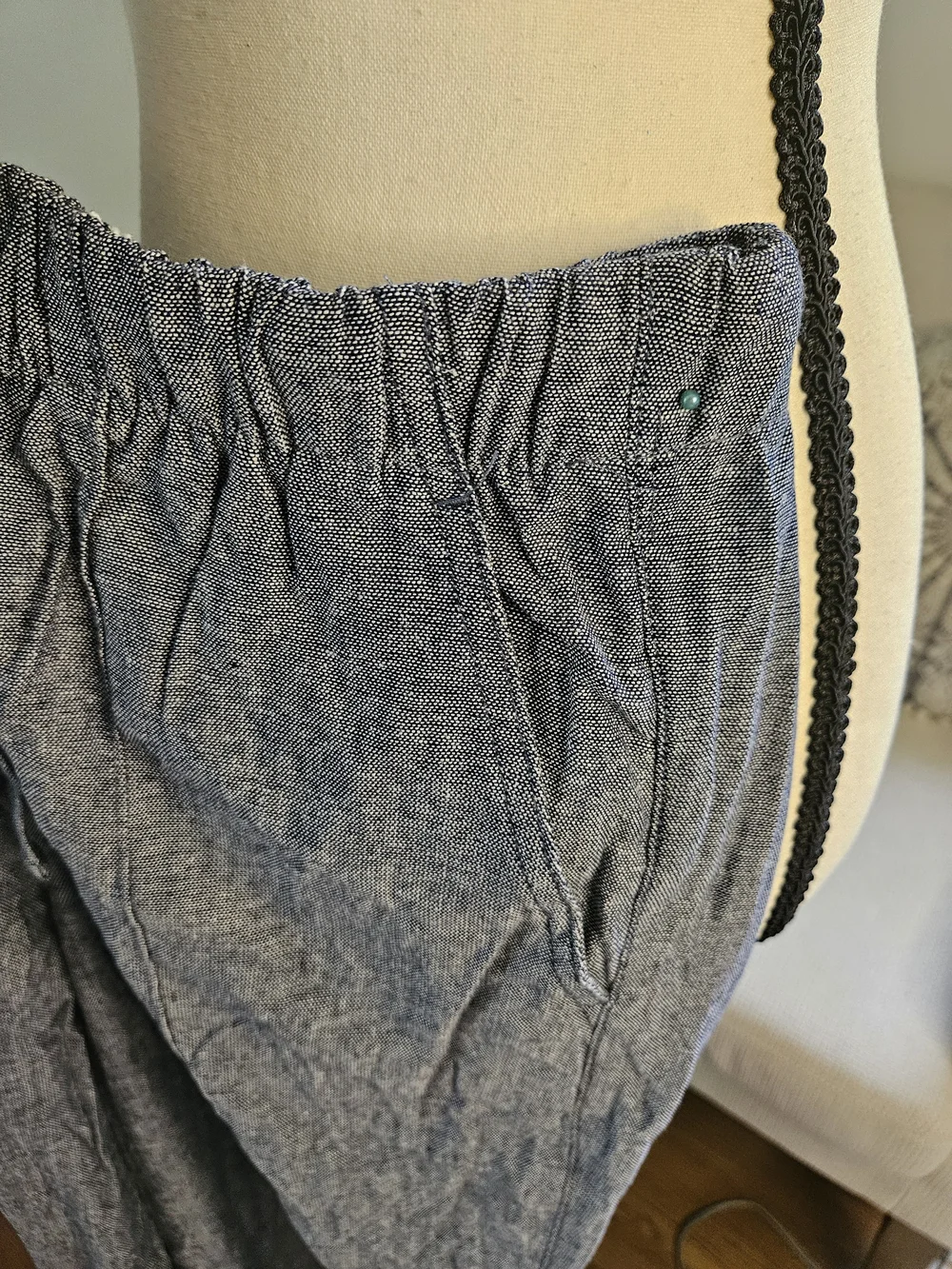 Men's Gap Casual Elastic Waist Linen Pants - Blue